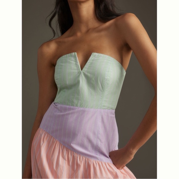 Anthropologie Dresses & Skirts - Maeve Anthropologie Colorblock Strapless Midi Dress